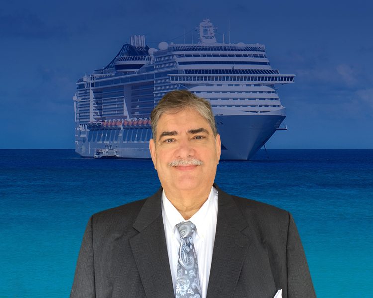 Glenn J. Holzberg with a cruise in the background